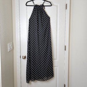 Ruffled halter neckline maxi flowy dress